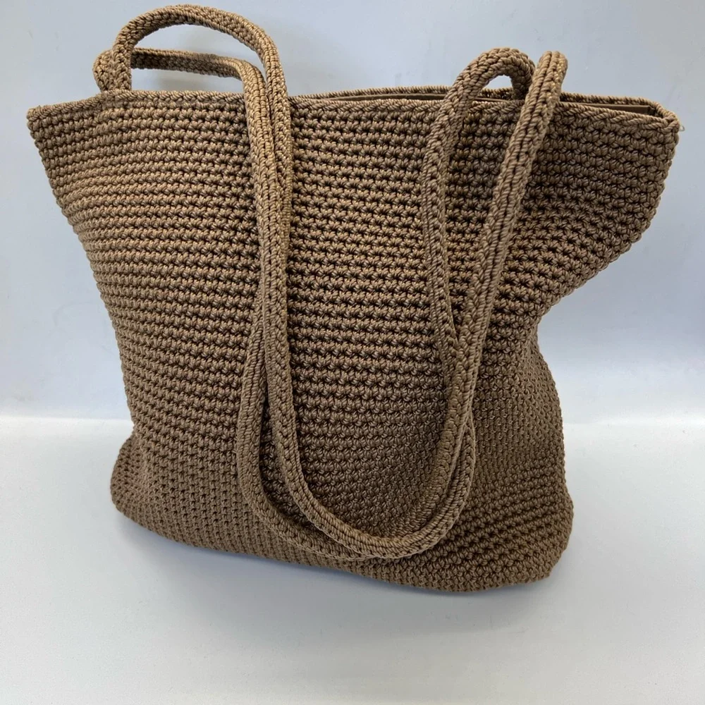 The Sak Woven Crochet Tote Bag in Brown - Picture 1 of 6